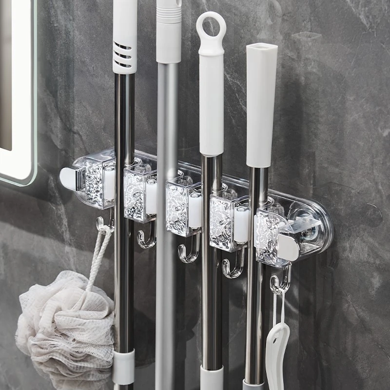 吸盘拖把壁挂夹免打孔卫生间挂钩浴室收纳神器长条扫把固定挂架子