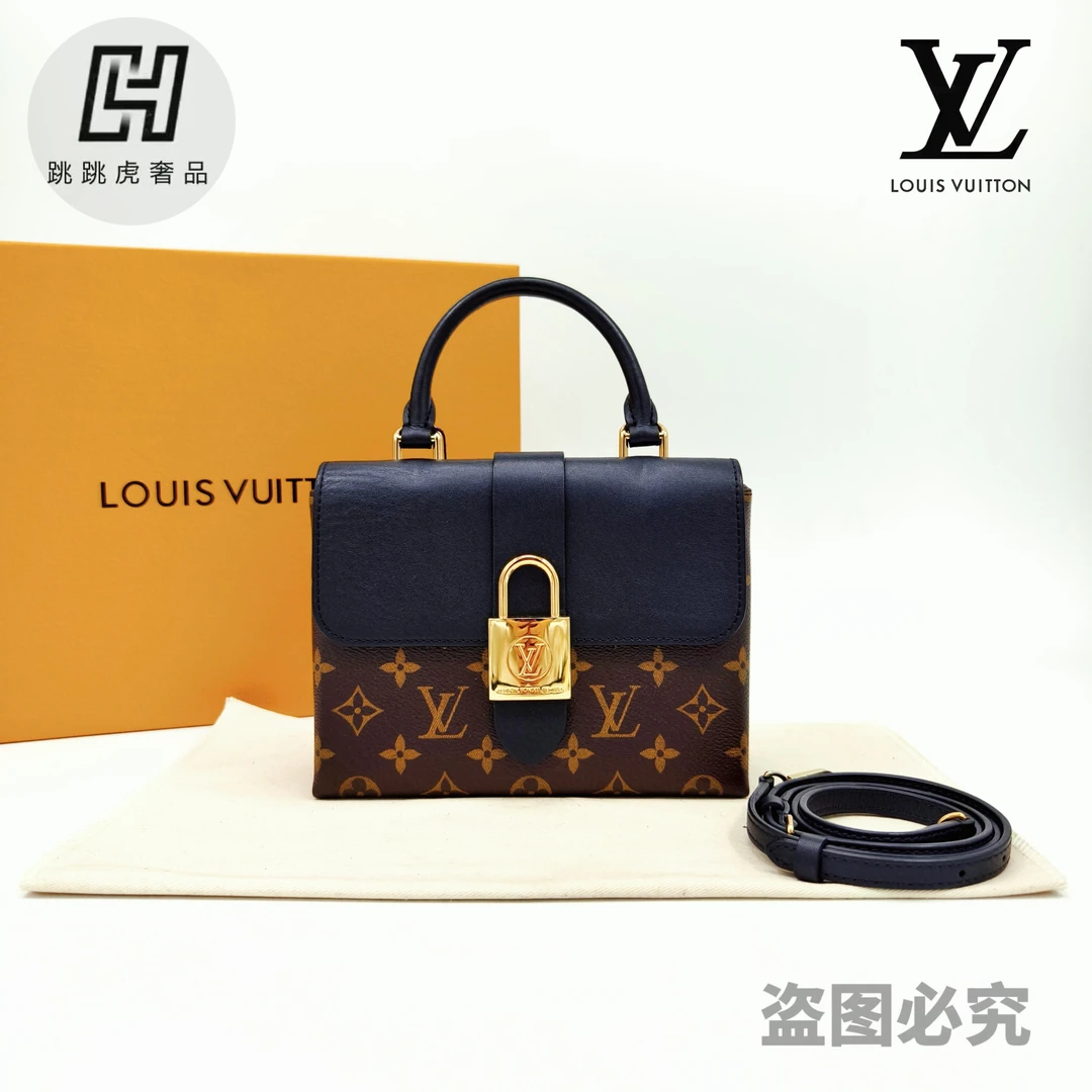 修复品LouisVuitton/路易威登locky bb黑色锁头手提斜跨包/芯片