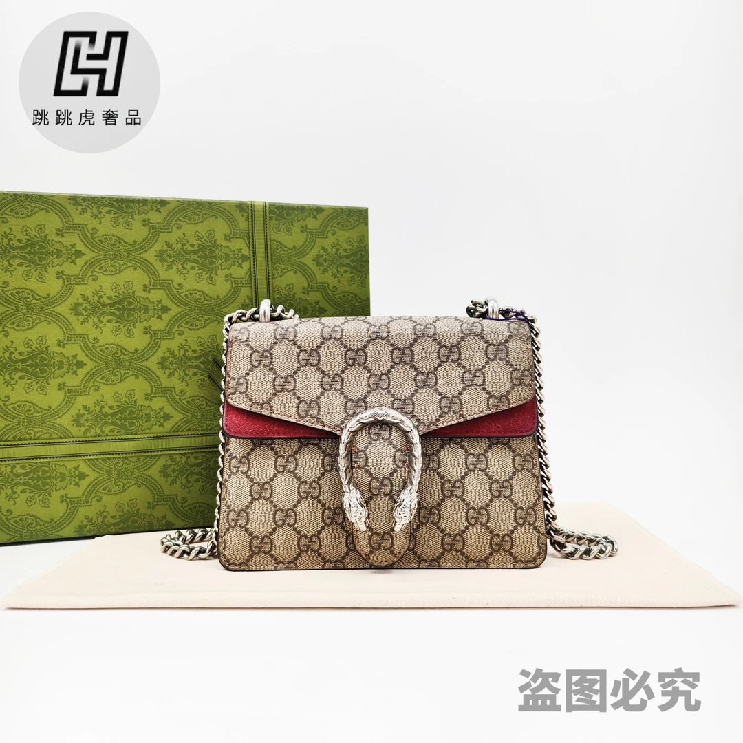 95新 GUCCI/古驰 GUCCI/古驰  小号酒神拼红色单肩包/公价24000