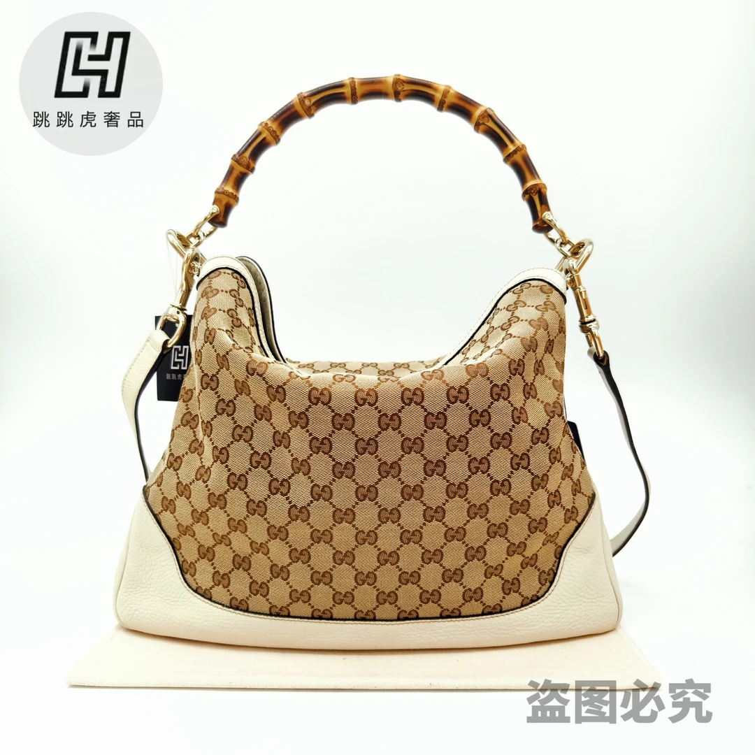 95新 GUCCI/古驰 GUCCI 竹节老花托特/原始成色