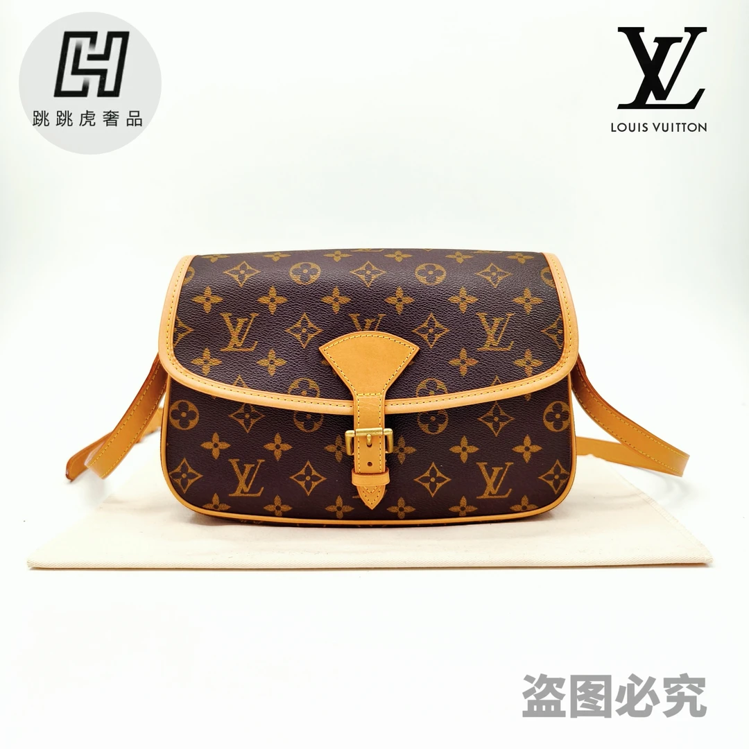 99新 LouisVuitton/路易威登  lv老花Diane老花法棍邮差包/斜挎
