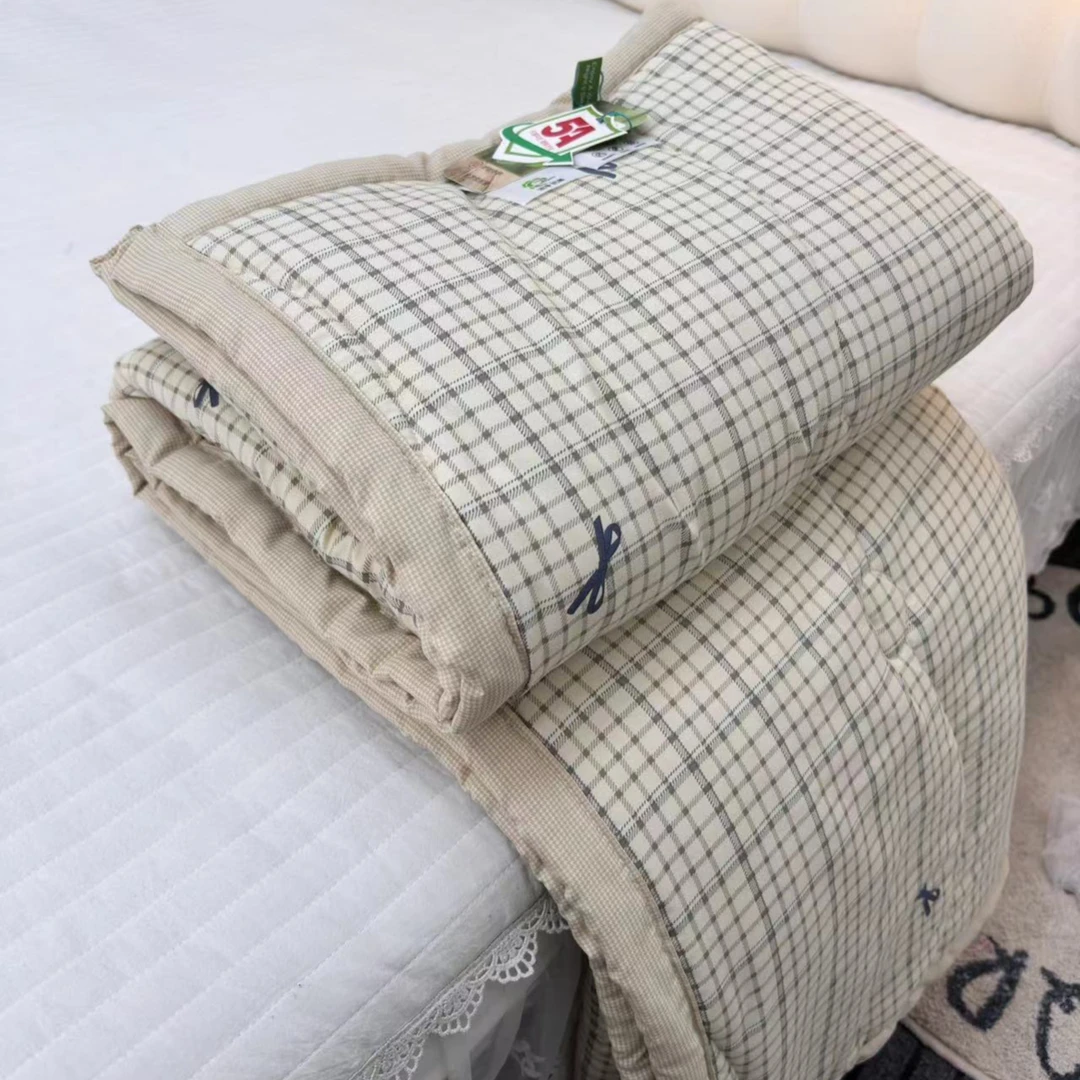 【京かわ会社】水洗棉午休空调被春秋被 150*200cm 灰小格