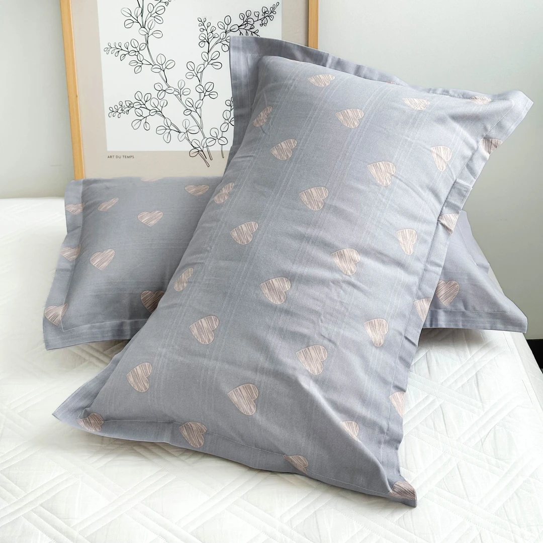 【京かわ会社】四季通用粗布枕套一对装50*80cm 甜蜜爱恋