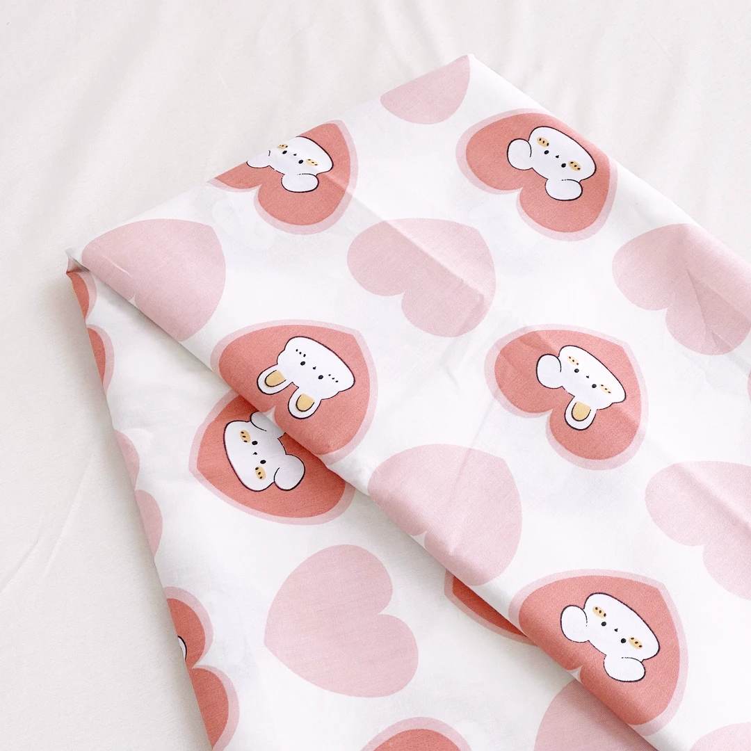 【京かわ会社】全棉80支匹马棉床单 纯棉单人160*230cm 长耳兔粉