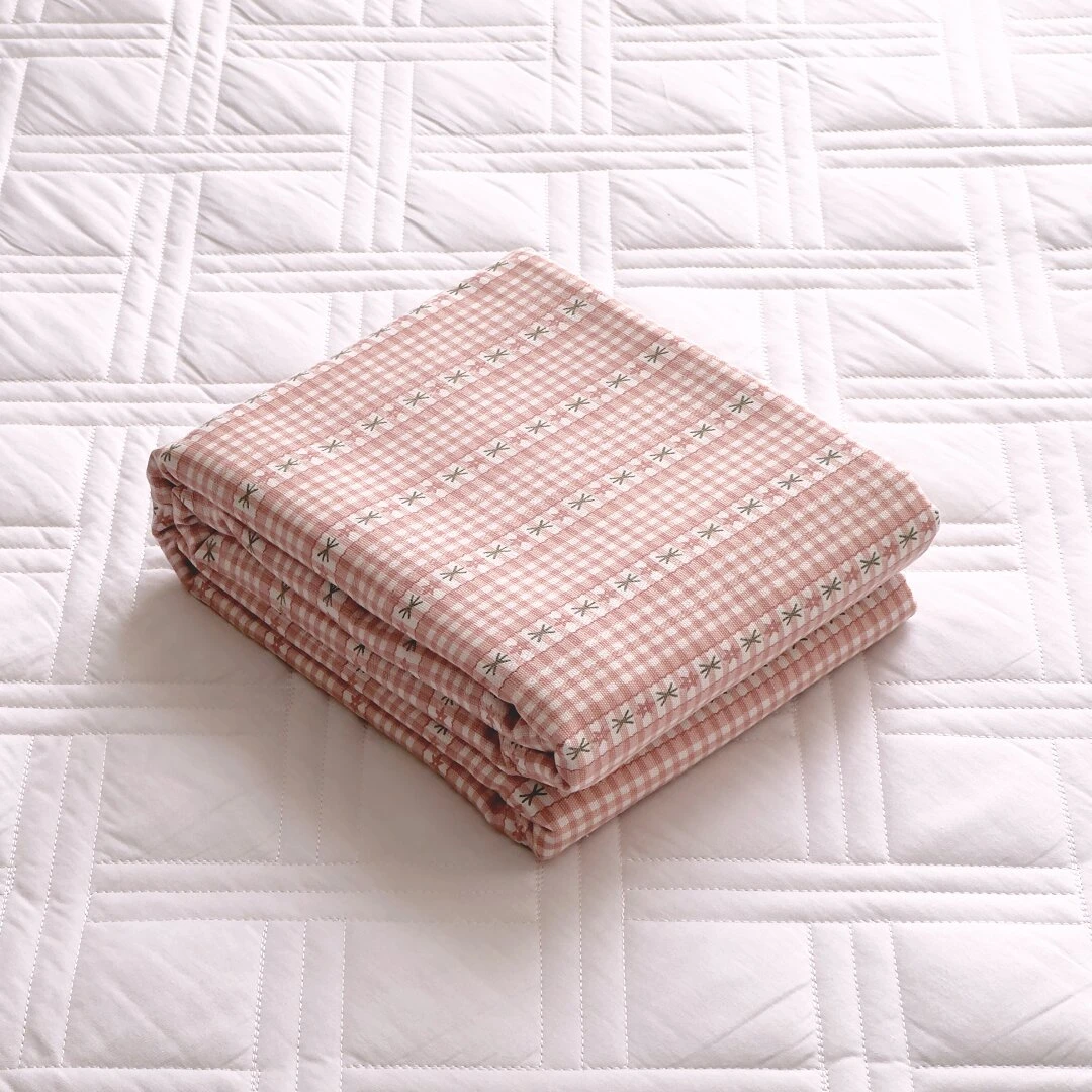 【京かわ会社】纯棉 加厚细纱粗布 双人床单 220*245cm 粉色蝴蝶结