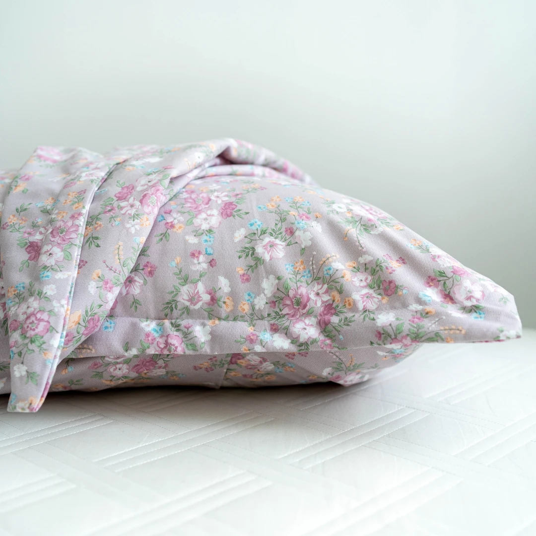 【京かわ会社】磨毛双层纱枕套一对装 紫花