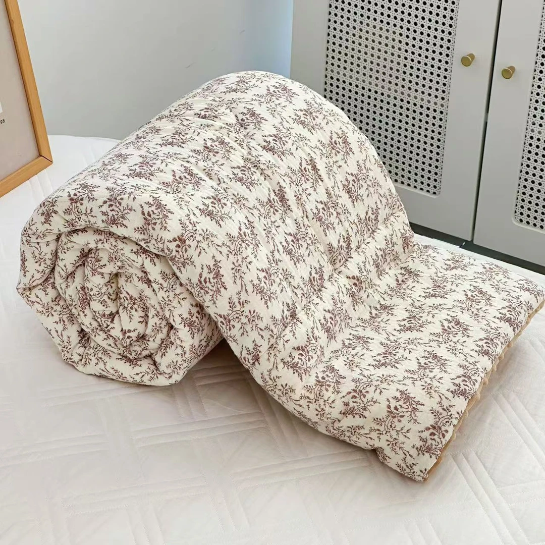 【京かわ会社】A类纯棉纱布豆豆被   丛林浸染