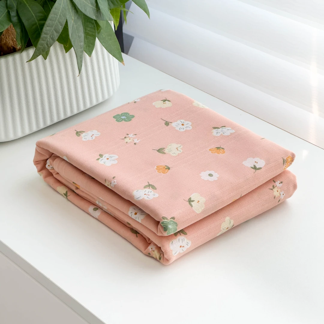 【京かわ会社】纯棉 加厚细纱粗布 双人床单 220*245cm 春意浓粉