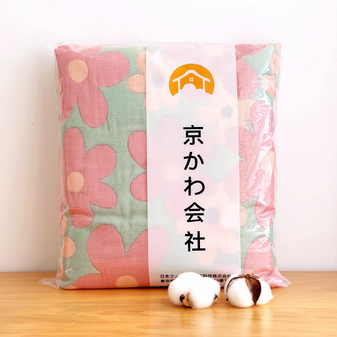 【京かわ会社】多层纱布盖毯150*200cm 点点粉花