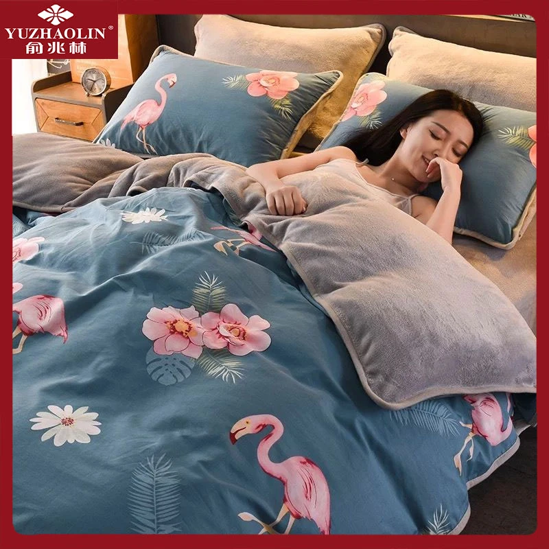 俞兆林棉加绒单被套秋冬加厚保暖双面两用纯棉被罩全棉被套珊瑚绒