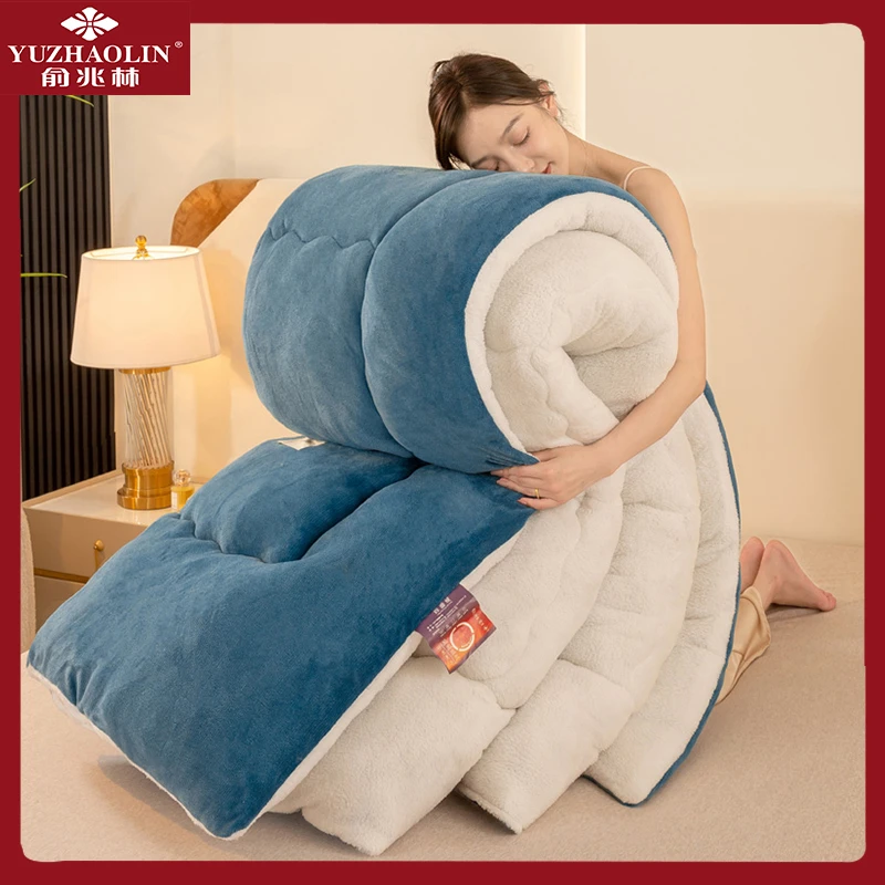 俞兆林秋冬双面牛奶绒羊羔绒保暖加厚冬被春秋被芯单人宿舍床褥子
