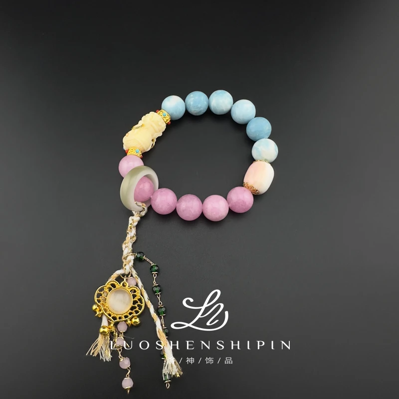 铜合金手链 原创多彩12mm自然石时尚手链 0811