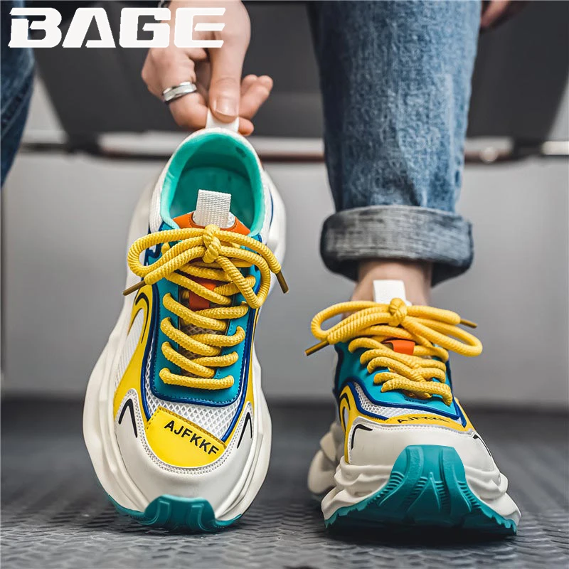 八哥男鞋秋季网面透气网红潮牌老爹鞋男款增高学生休闲跑步运动鞋