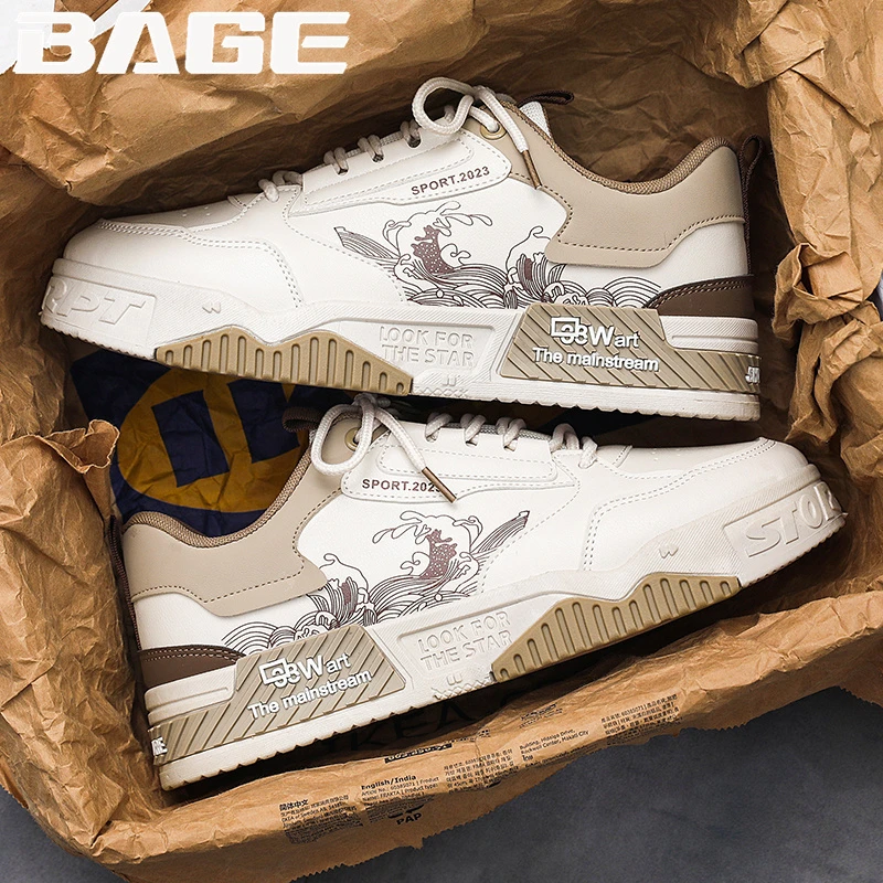 八哥男鞋秋季2025新款小众厚底小白潮鞋网红爆款运动男士休闲板鞋