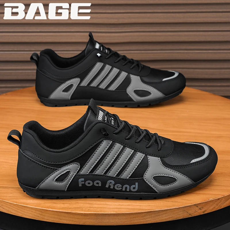 八哥阿甘男鞋秋季防水防滑运动跑步休闲黑色板鞋工作软底旅游潮鞋