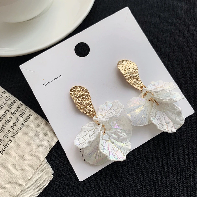 合金耳饰 炫彩裂纹花瓣耳饰耳环韩国网红同款小众ins学生个性