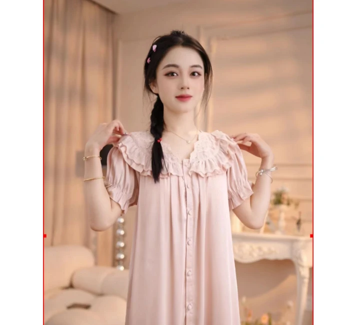 查理夫人【温澜潮生】夏季新品女冰丝睡衣温柔薄款家居服睡裙带胸垫