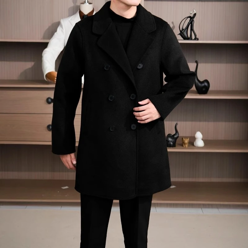 【顺丰/京东包邮】25秋冬双面绒大衣男中长款双排扣韩系双面呢大衣