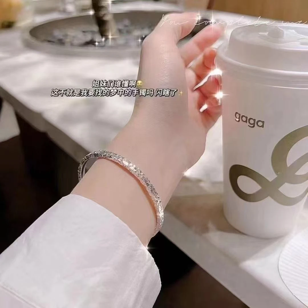 足银手镯 003碎冰冰爆闪