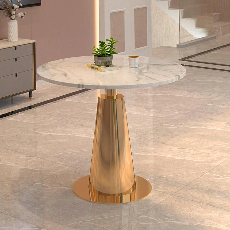 大理石小圆桌简约现代家用餐桌北欧西餐厅售楼处轻奢接待洽谈简约