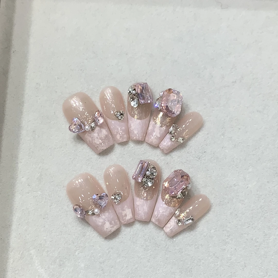 【初代甜心】夏季纯欲显白美少女猫眼法式纯手工美甲穿戴甲片