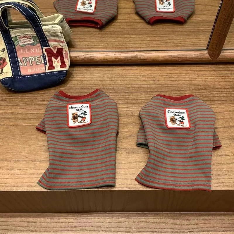 秋冬宠物狗狗衣服泰迪小型犬秋季打底比熊猫咪柯基保暖卡通条纹衫