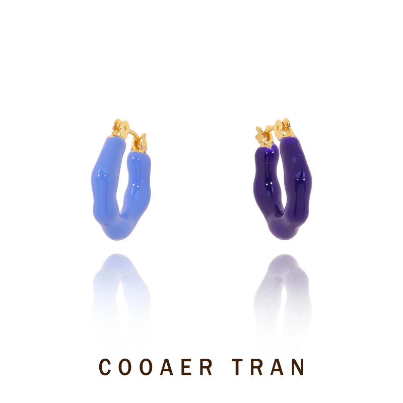 COOAER TRAN 铜合金耳饰 【醉蓝】精致法式小众设计师耳饰RH7203#