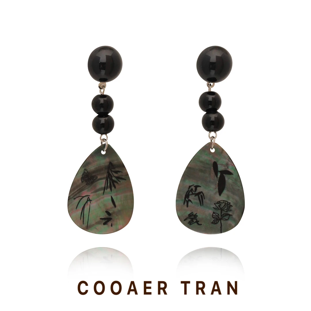 铜合金耳饰 【澜夜】轻奢时尚小众中式国风气质设计感耳饰RH8238#