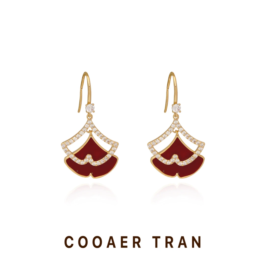 铜合金耳饰 【忆江南】复古红色高级感港风小众新中式耳饰RH8961#