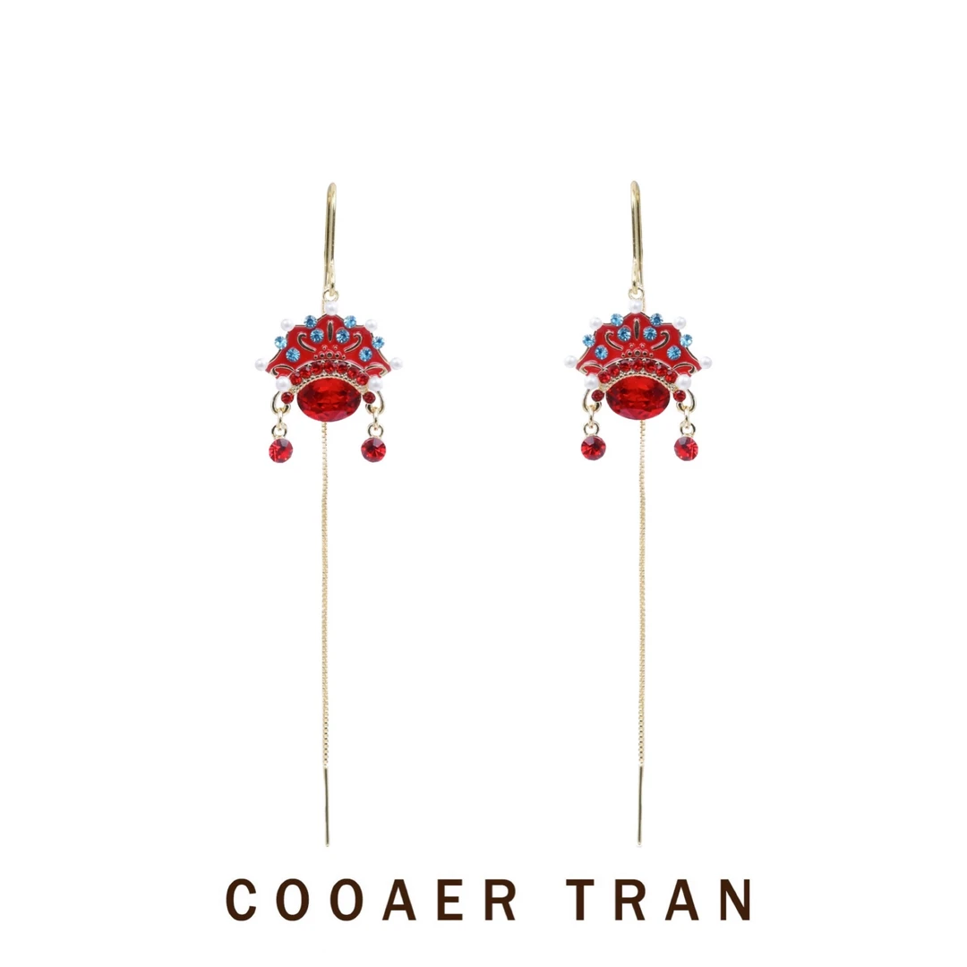 COOAER TRAN 铜合金耳饰 【戏面】国潮古风脸谱耳饰RH6906#喜庆