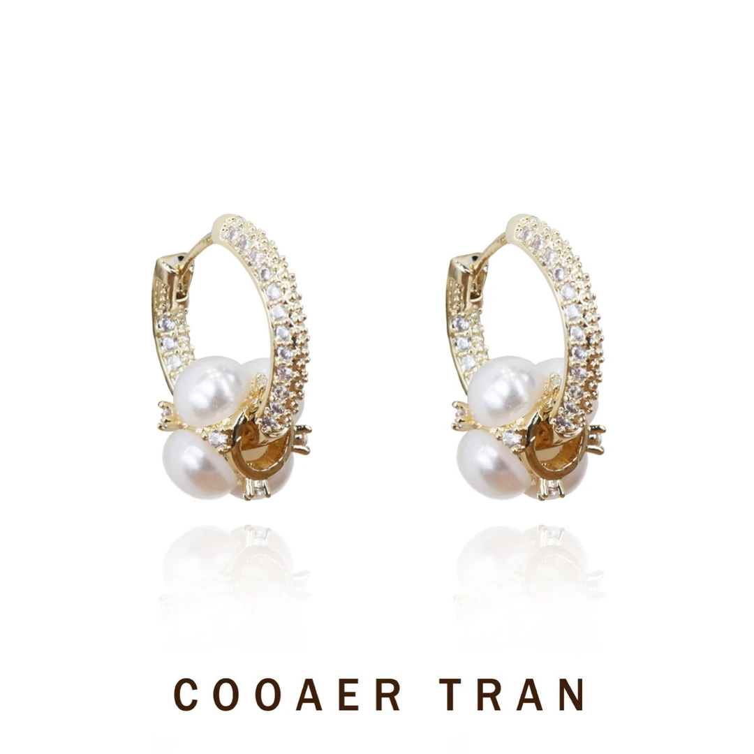 COOAER TRAN 仿珍珠耳饰 【锦辰】高级感闪亮珠珠耳环女RH6746#