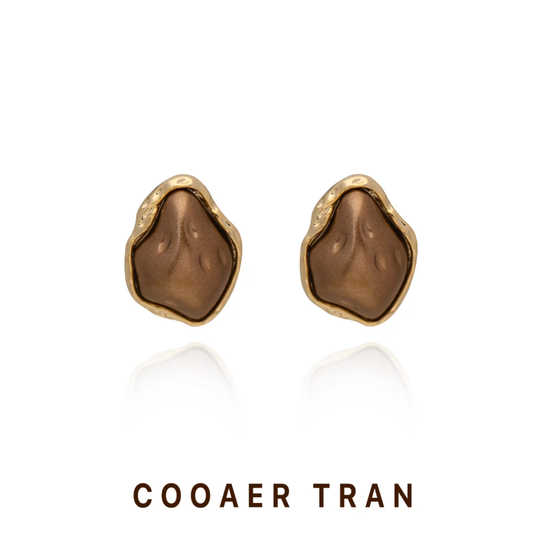 铜合金耳饰 【秋素】高级感时尚气质小众复古秋冬百搭耳饰RH8897#