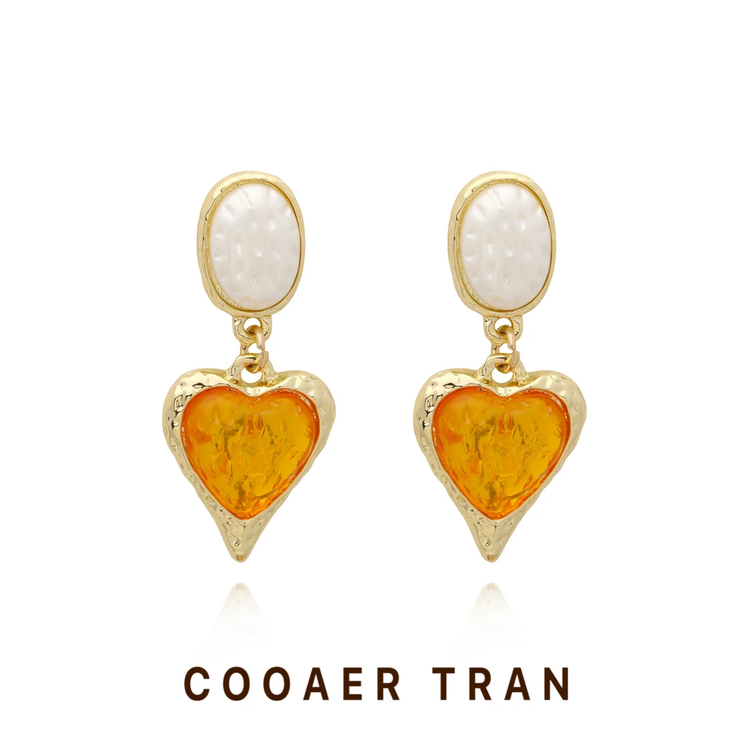 铜合金耳饰 【橘子甜心】轻奢时尚小众清新少女设计感耳饰RH8632#