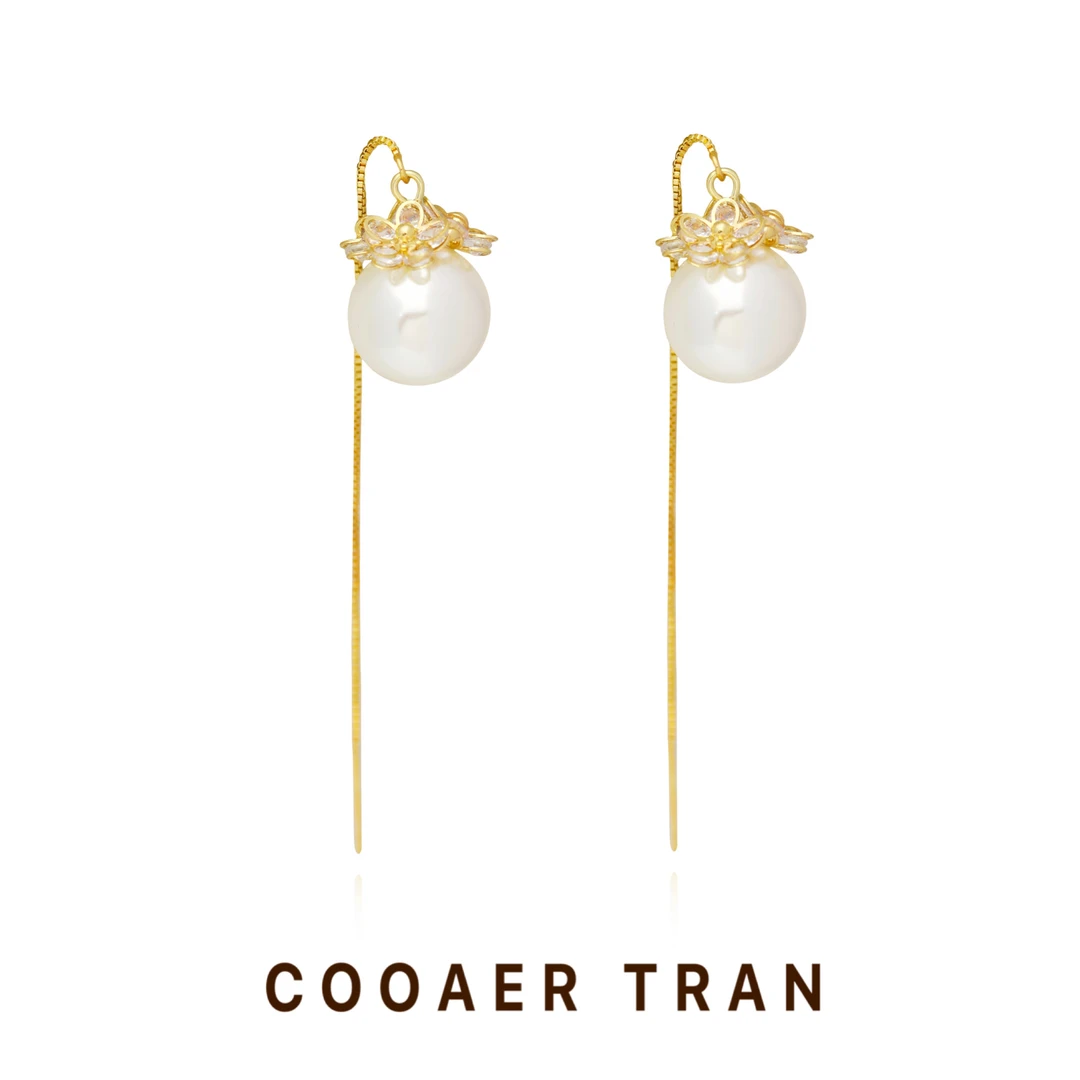 铜合金耳饰 【花暮】时尚精致轻奢小众优雅长款高级感耳饰RH8857#