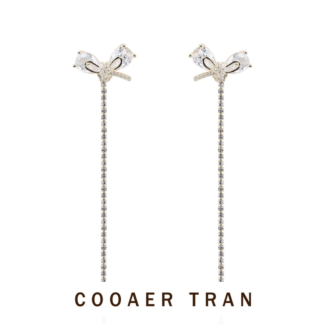 COOAER TRAN 铜合金耳饰 【流年】高级感流苏微镶耳饰女·RH6745#