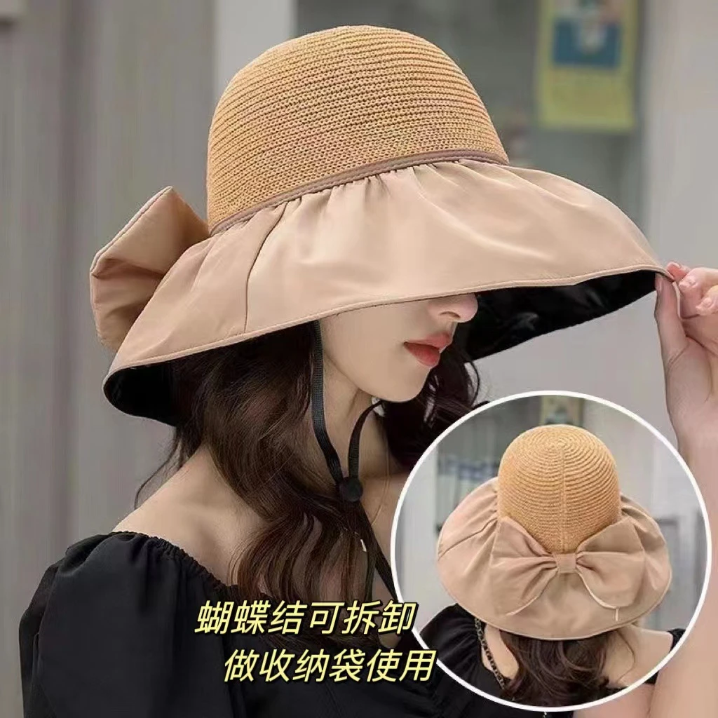 夏季女遮阳帽可折叠防晒大帽子檐渔夫帽可收纳防晒帽高档防紫外线