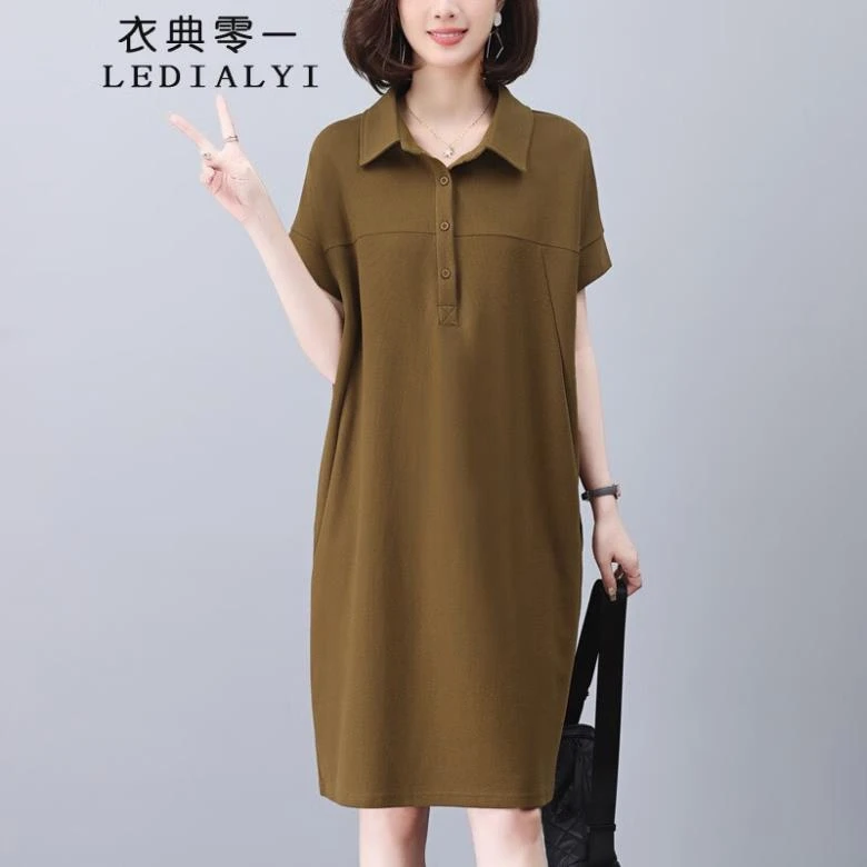 2025夏季女装新款高档气质休闲中年连衣裙遮肚子显瘦衬衫裙子夏天