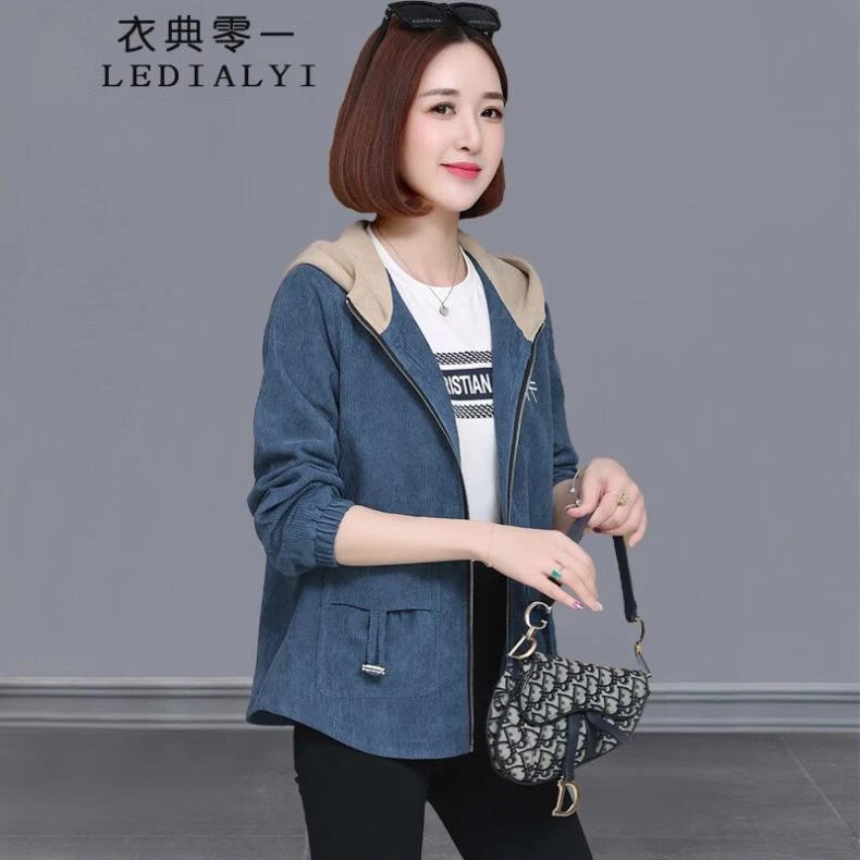 春秋季大码女装新款时尚休闲洋气中年灯芯绒外套女短款棒球服上衣