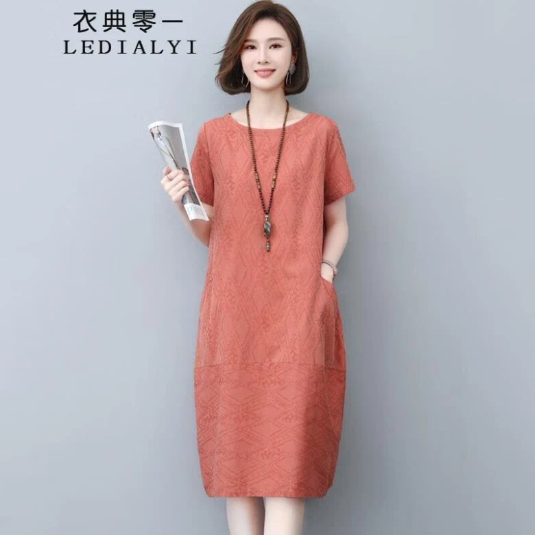 2025夏季女装新款高档气质休闲中年显瘦遮肚连衣裙小个子裙子夏天