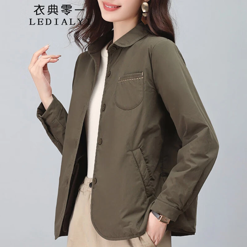 薄款纯棉小棉袄女短款小个子中年妈妈大码翻领秋冬夹棉早春厚外套