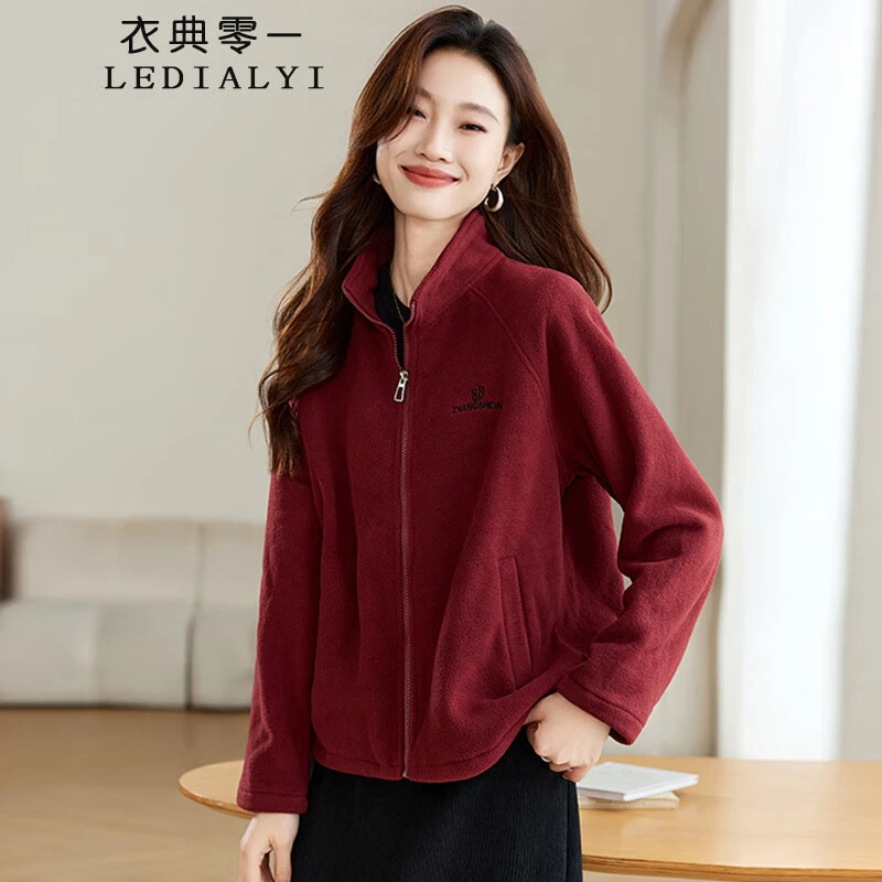 颗粒绒外套女短款2025秋冬新款中年妈妈爆款百搭休闲加绒保暖上衣