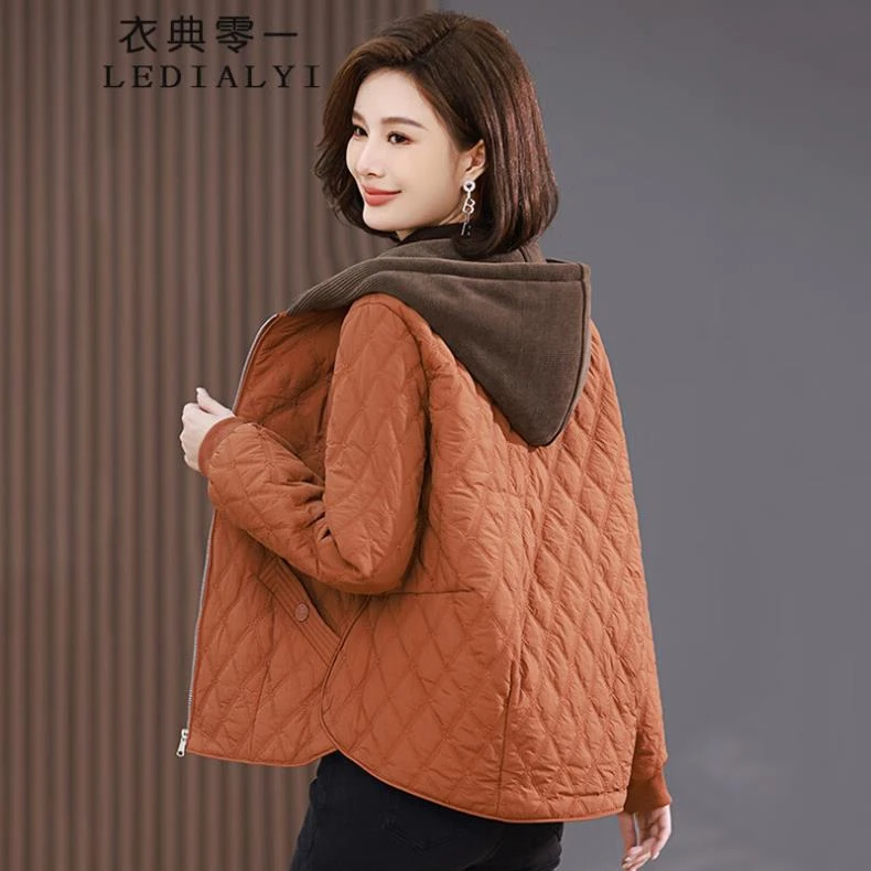 棉服女2025秋冬季女装新款时尚百搭休闲中年棉袄棉衣短款夹棉外套