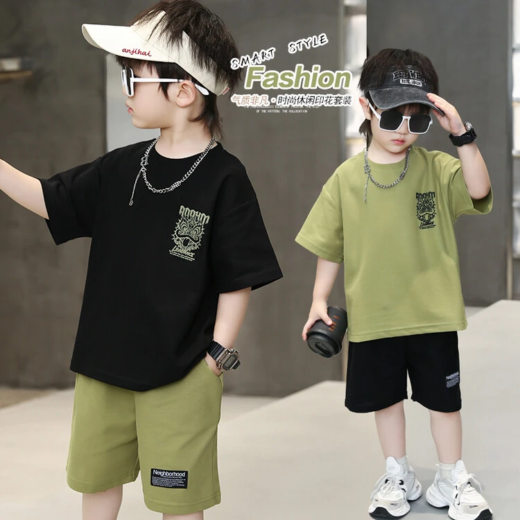 夏季新款短袖T恤短裤儿童洋气帅气套装夏装气质夏款韩版漂亮宽松