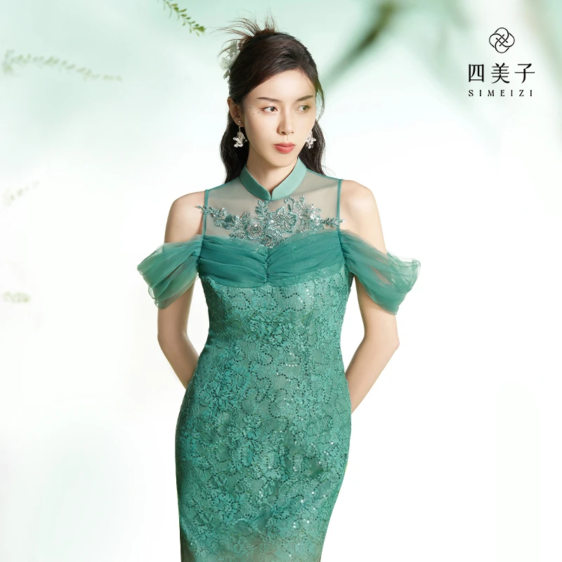 四美子花开时夏秋季改良旗袍连衣裙蕾丝长裙显瘦优雅国风原创新款