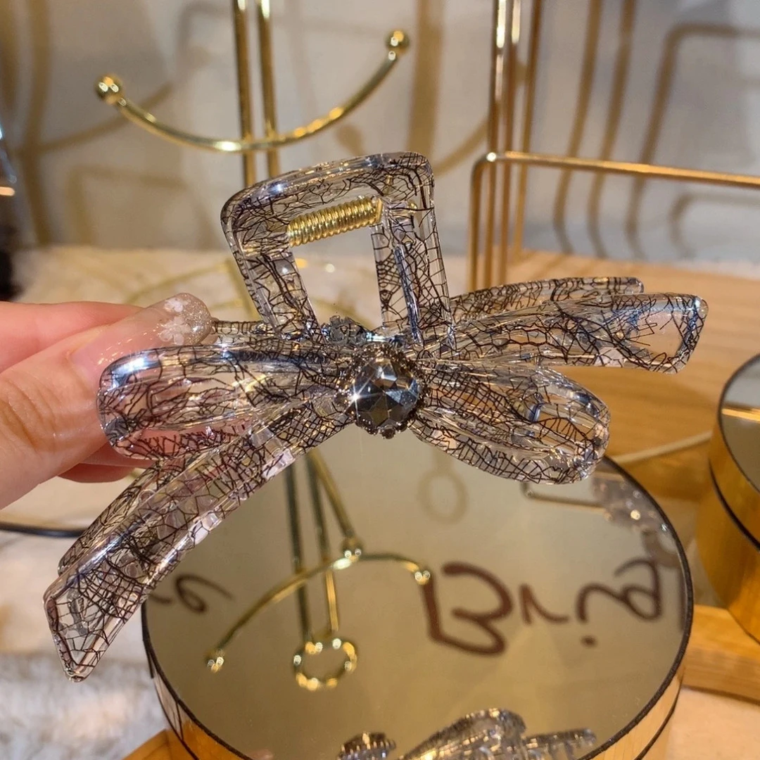 A1059新款韩版网纱飘带蝴蝶结抓夹12cm时尚优雅