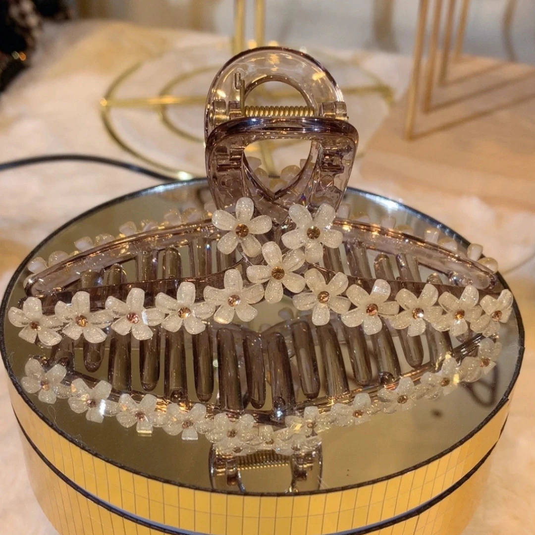 韵予C1047新款双面琉璃花大号抓夹气质优雅简约百搭