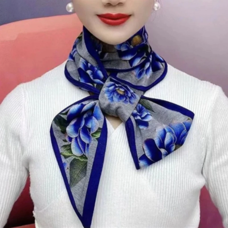 【网红爆款】春秋彩色花卉螺纹棉古韵围巾长条丝巾护颈围巾气质百搭