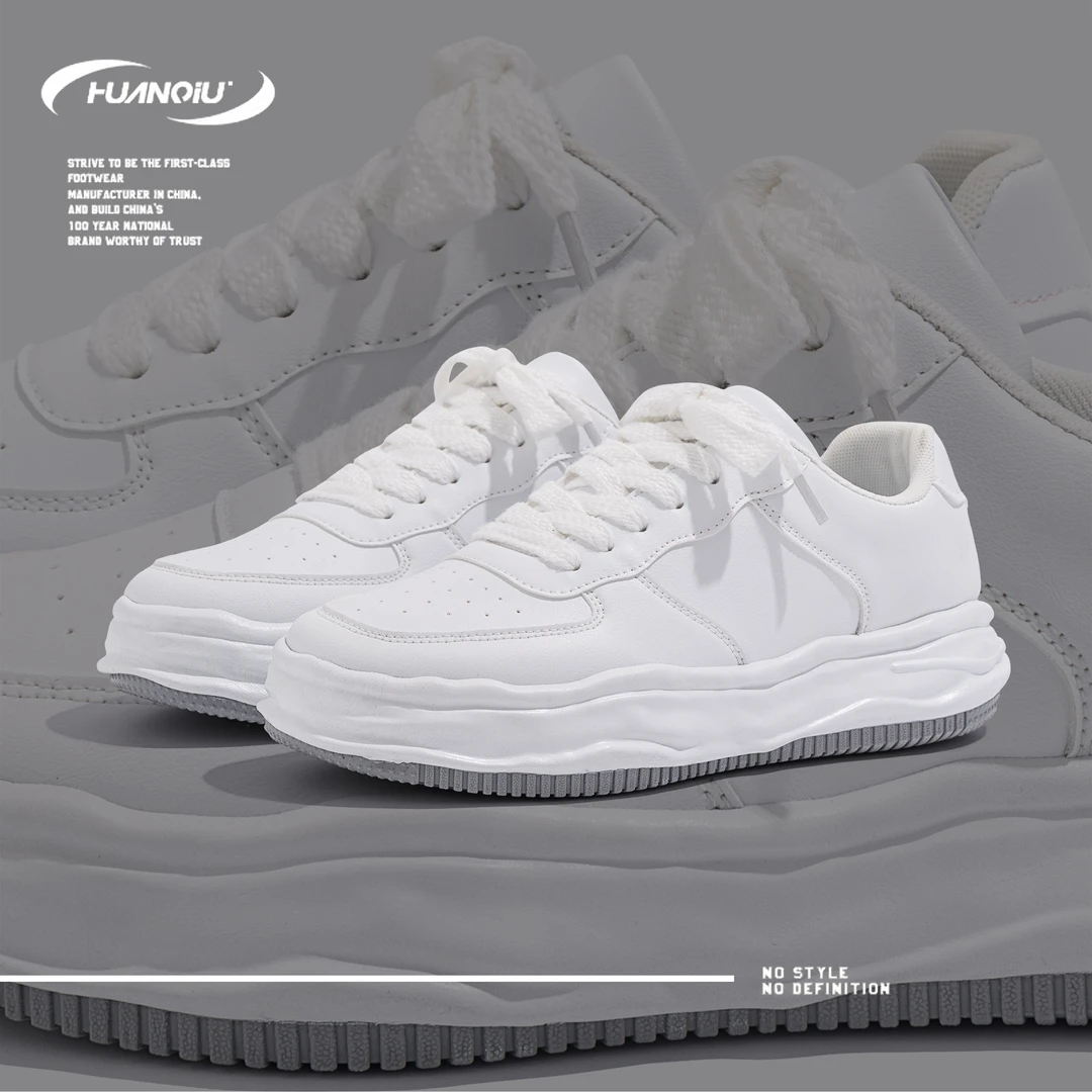 环球厚底板鞋男款2025秋季新款百搭增高小白鞋潮流透气休闲运动鞋