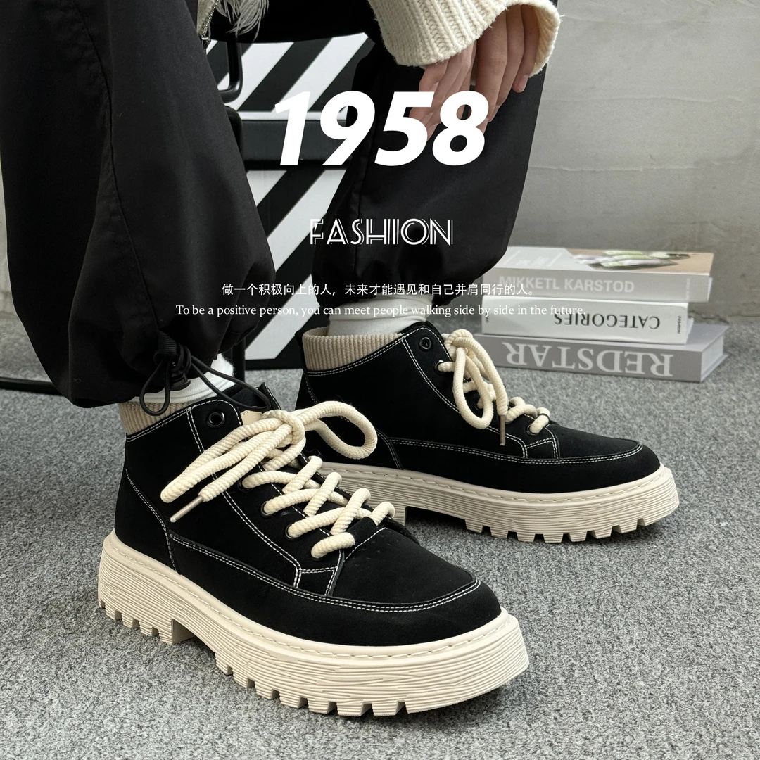 环球马丁靴男款2025秋季新款休闲男鞋百搭厚底工装靴户外男士鞋子