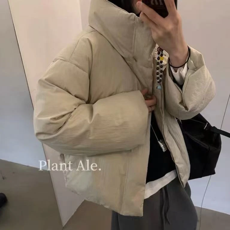 9126•小立领抽绳 YR# 冬季小立领蓬蓬绑带面包款短款羽绒服•